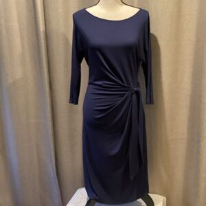 Ann Taylor Midnight Blue Long Sleeve faux wrap dress, size small.